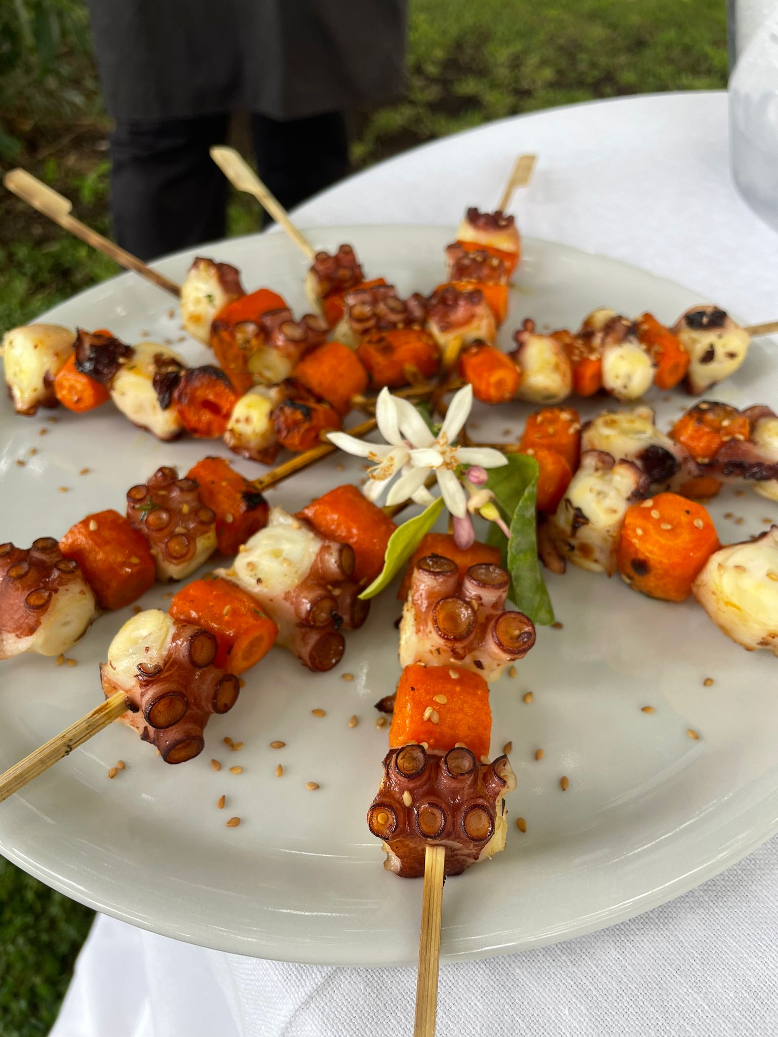 Octopus and pumpkin skewers